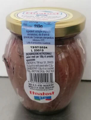 ETNATOST ACCIUGHE A FILETTI LAVORAZIONE ARTIGIANALE SICILIANA sicilia 200g