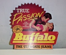 VINTAGE CARDBOARD STORE STAND UP COLOR COUNTER DISPLAY. BUFFALO JEANS.
