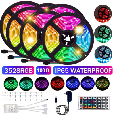 Led Strip Lights 100 ft RGB Led Room Lights 2835 Led Tape Lights Color Changing