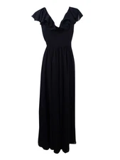 Jill Stuart Women's Ruffle Chiffon Gown (4, Black)
