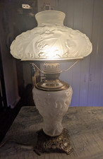 Vintage Gone With The Wind Pink Hand-Painted Hurricane Table Lamp 26in — listing 3