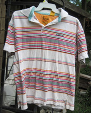 Mecca Desert Nomads XL 100 Cotton Collared Polo Shirt Top Striped Multicolor