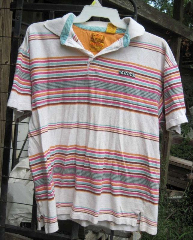 Mecca Desert Nomads XL 100% Cotton Collared Polo Shirt Top Striped Multicolor