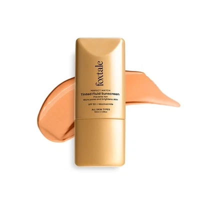 Foxtale SPF 50 Tinted Sunscreen PA++++ - Clay, Niacinamide & Vitamin E, 50ml