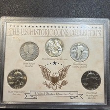 The U.S. Historic Coins Collection, 4 Silver Quarters w/1 Clad -SS5