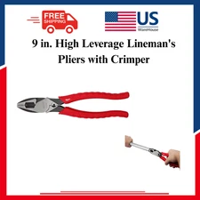 9 in. High Leverage Lineman's Pliers with Crimper