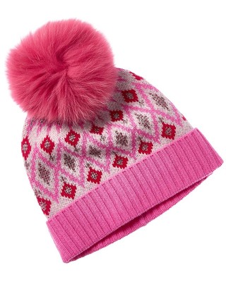 Sofiacashmere Lurex Fairisle Wool & Cashmere-Blend Hat  display picture 3