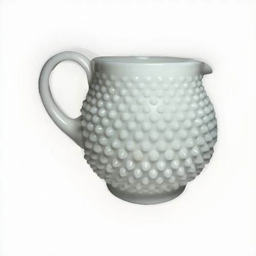 Vintage 1950s Fenton Milk Glass Hobnail White Pitcher MCM Jug Minimalist