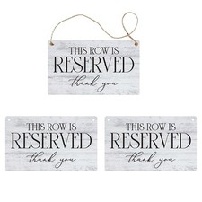 3 PCS Reserved Row Signs, Hanging Wooden Wedding Reserved Signs for Weddings, Sp