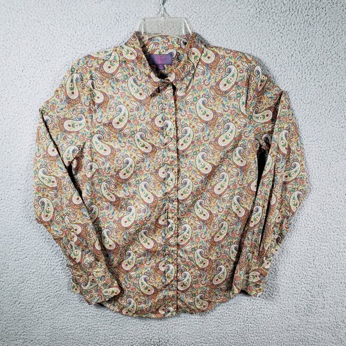 J Crew Liberty London Shirt Women 8 Multicolor Paisley Classic Preppy Academia
