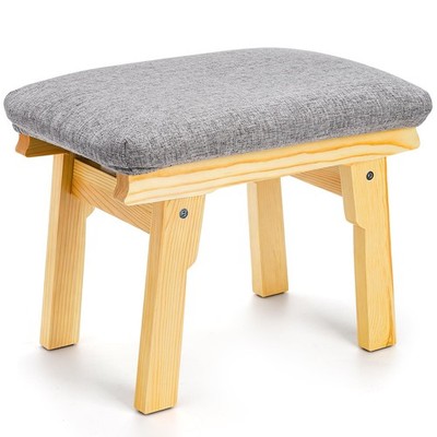 Small Rectangular Foot Stool Ottoman Soft Fabric Wood Legs 11 Inch 1 PCS