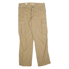 CARHARTT Mens Cotton Blend Beige Relaxed Cargo Trousers W32 L30 Workwear