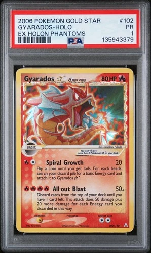 PSA 1 2006 EX Holon Phantoms Gyarados GOLD STAR Holo 102/110 Pokemon Card