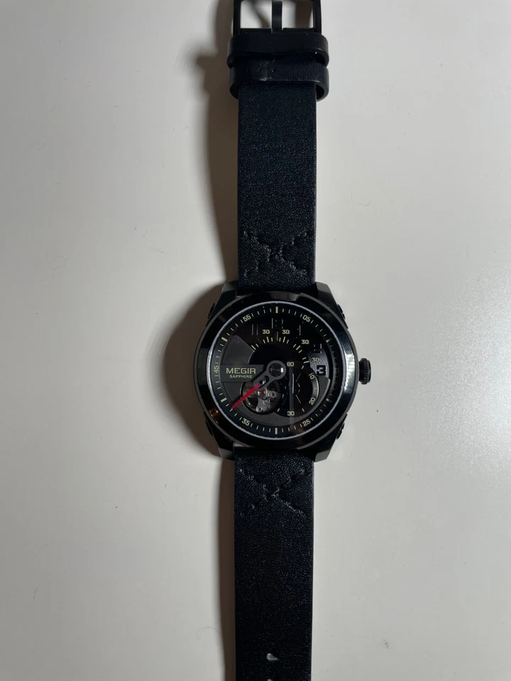 Reloj cronógrafo mecánico para hombre MEGIR 62050 movimiento cristal zafiro Foto 2 de 3