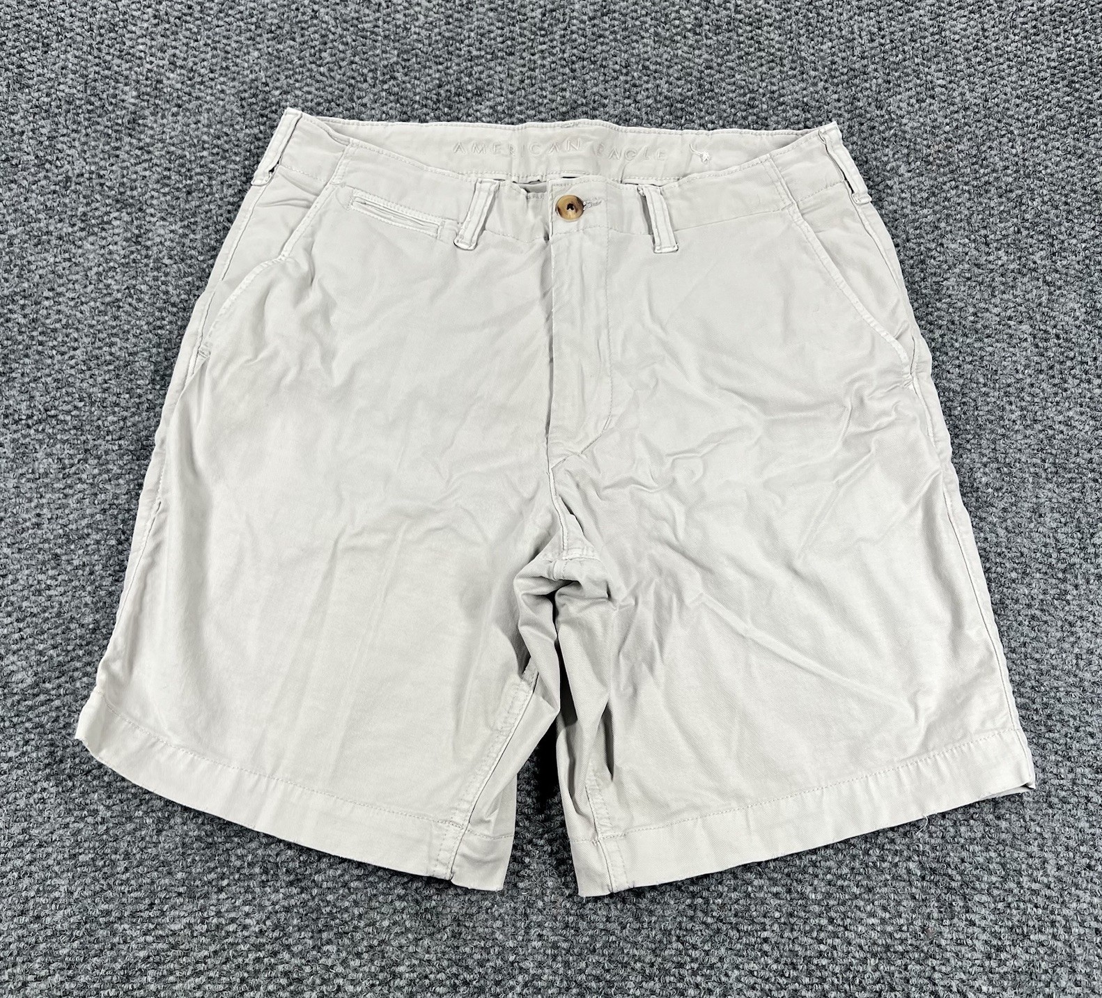 American Eagle Chino Shorts Mens 33 Khaki Beige Flex Casual Preppy Y2K