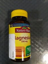 Nature Made Magnesium Oxide 250 mg Tablets, 100 Tablets Exp 10/2027 L11