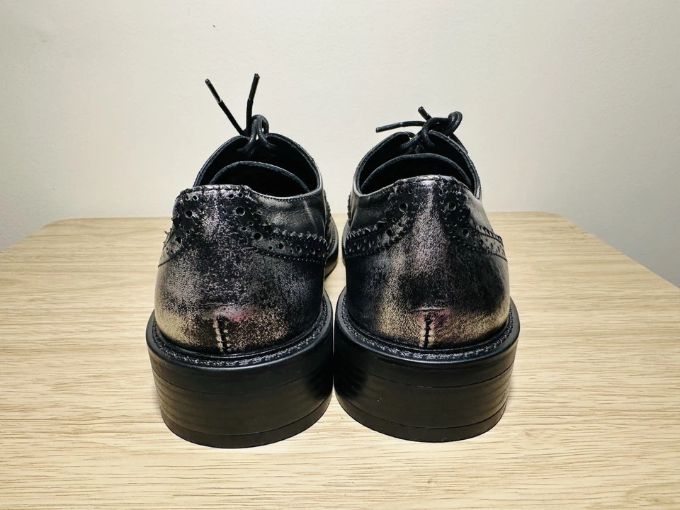 Zapatos Oxford Steven Madden punta de ala desgastados con cordones negros plateados nuevos sin caja talla 7 Foto 4 de 4