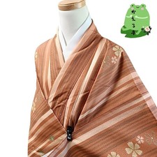 Kaerutei Ka23 Kimono Synthetic Fiber Washable Kimono Orange Floral Pattern