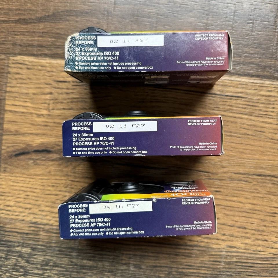 Lote de 3 NUEVAS Cámaras Desechables Selladas Walgreens 400 ISO 35mm Película Flash De Colección Foto 3 de 3