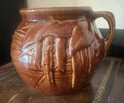 Vintage 1940’s McCoy Peapod Bean Glazed Caramel Brown Jug Pitcher One-Handle