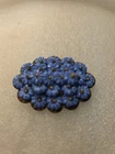Antique Marian Haskel Brooch Handsewn Celluloid Vibrant Blue With Details.
