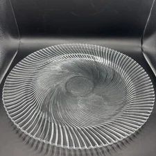 Pasabahce Platter Clear Glass Swirl Round Made in Turkey 13” Modern Classic