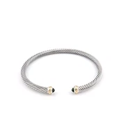 David Yurman 4mm Cable Peridot 18K Yellow Gold Sterling Silver Bracelet