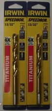 Irwin Tools 3015026 13/32 X 5-1/4 Titanium TURBOMAX Tip Drill Bit 2pcs.
