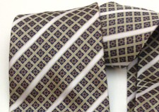 Vintage Men's Necktie Wide Neck Tie Bright Geometric White Stripes Detailed Hot