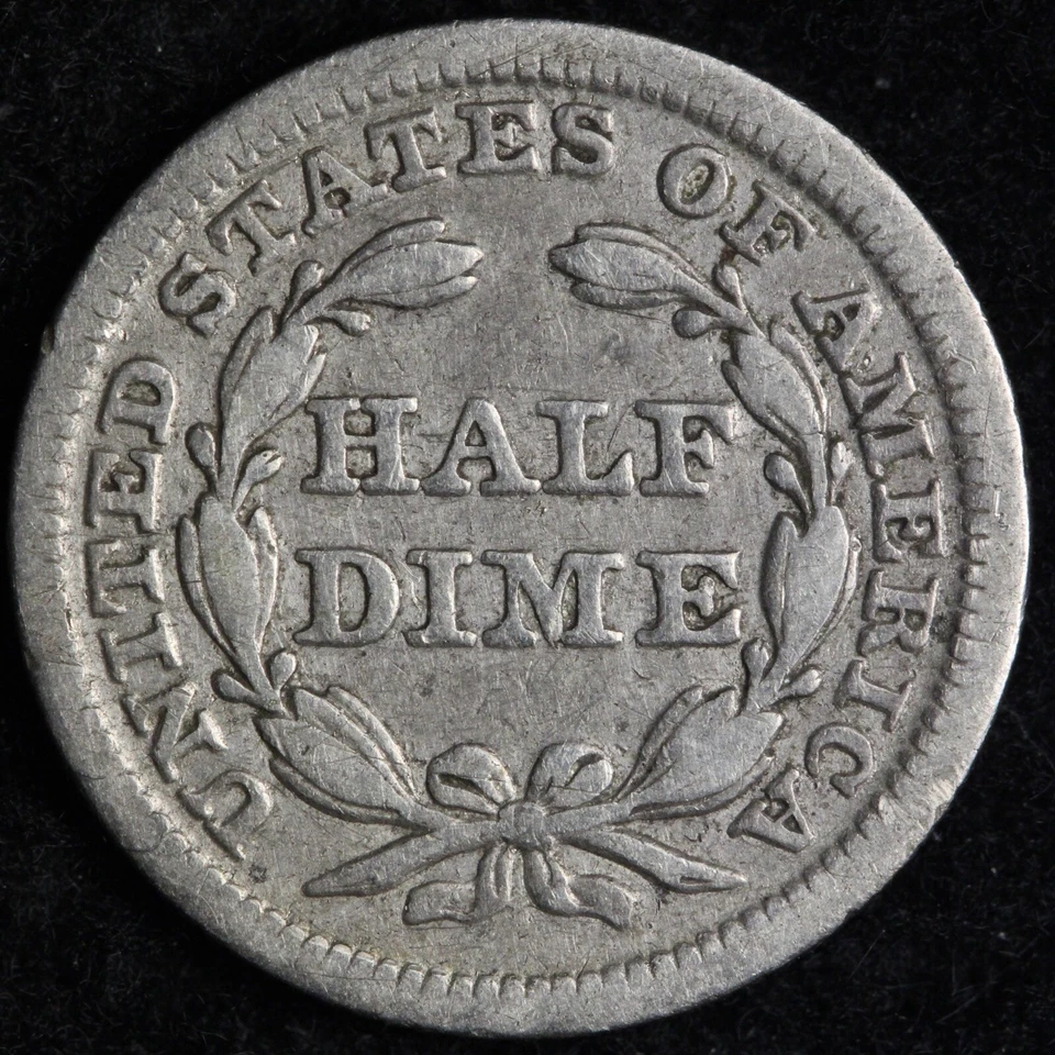 1845/45 RPD Seated Liberty Silver Half Dime XF E218 ZDEB - Image 3 of 3