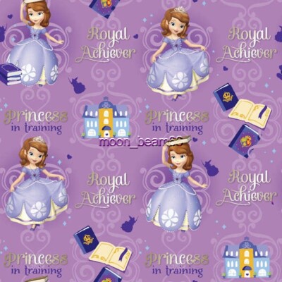 2/3 Yard Disney Princess Sophia in Training Purple Cotton Fabric Royal Achiever