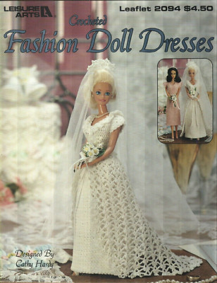 NEW FASHION DOLL DRESSES LEISURE ARTS 7 DESIGNS CROCHET PATTERN BOOK