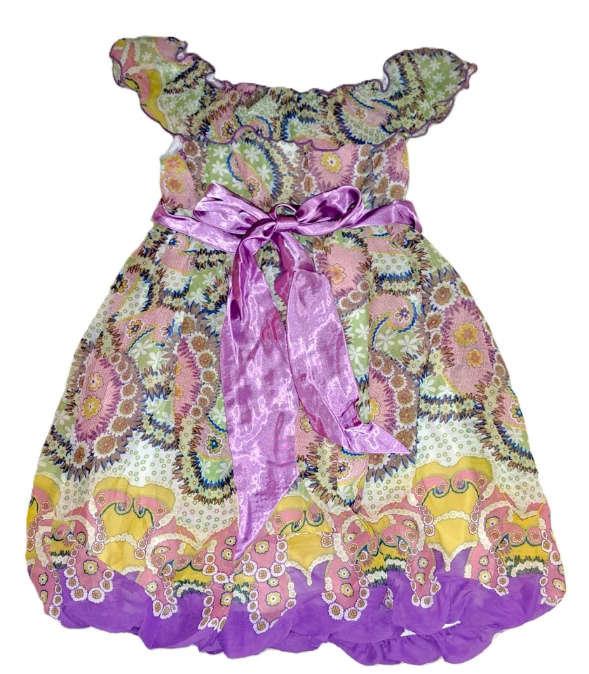 Niñas De Colección BLOOME Vestido Dobladillo Abullonado 8 Pupilas Rosa Satén Faja Pasiley Verano Fiesta Y2k Foto 3 de 4