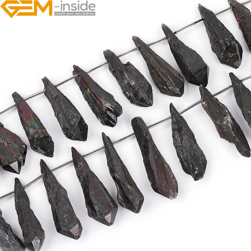 Real Raw Rock Quartz Gemstone Beads Freeform Jewelry Making 15" 6x37-6x44mm Dyed - Image 4 of 4