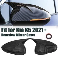 Carbon Fiber ABS OX Horn Rearview Side Door Mirror Cover Trim For Kia K5 2021-23