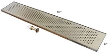 Draft Beer Drip Trap 45" x 8" w/ S.S. Grill & 4" Metal Drain - DTW-45SS