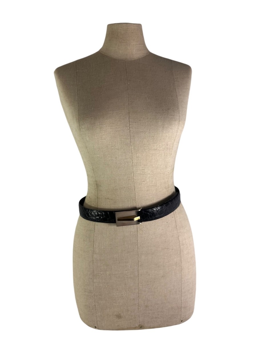 Vintage CARLISLE Black Croc Embossed Leather Belt Marked as  display picture 1