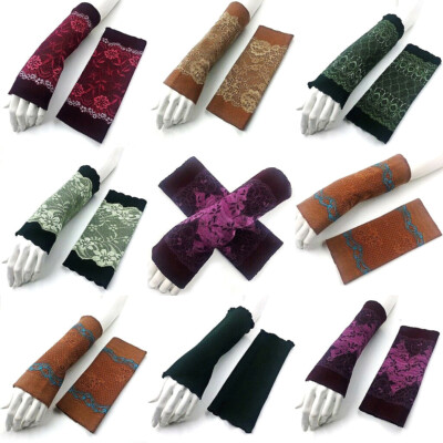 Armstulpen Pulswärmer Wollmischung Fleece Filz + Spitze 