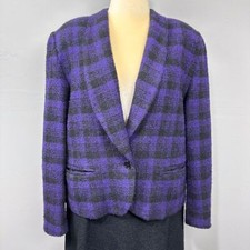 Vintage Tweed Blazer Skirt Suit Size 16 Matching Set 80s 90s Corpcore Statement