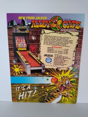 Alley Cats Arcade Game Flyer Ball Bowler Target Knock Down 1994