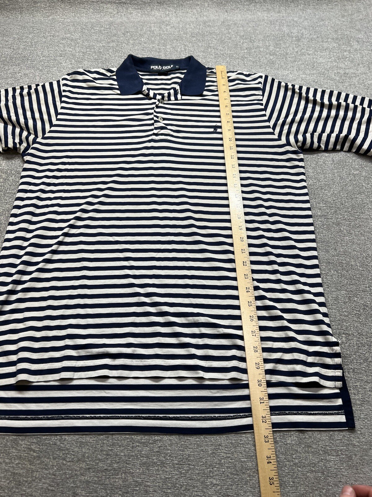 Polo Golf Ralph Lauren Da Uomo Extra Large Camicia a Righe Blu Pony Fine Cotone