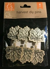 Crafter's Square - Harvest DIY Pins - Leaves - Wood Shapes - 6 Pieces