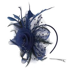 Fascinators Hat for Women Tea Party Headband Kentucky Derby One Size Navy Blue