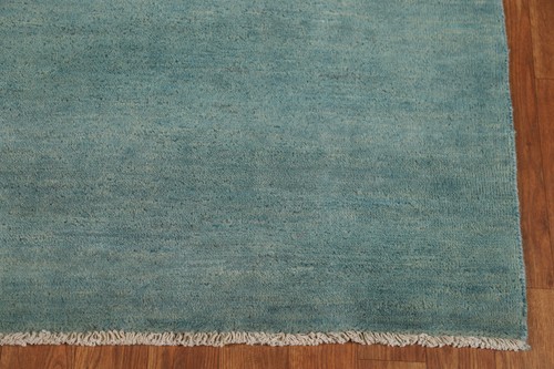 Handmade Gabbeh Solid Design Wool Modern Rug - Blue" 3x5 ft - Picture 4 of 13