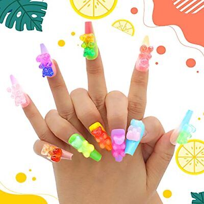 50 Pieces Nail Glitter Gummy Bear Charms,Resin Flatbacks Candy Bear Charms for Slime Nails DIY Craft Scrapbooking Phone Case Doll House Stationery