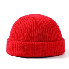 Winter Warm Knit Cuffed Beanie Men Women Fisherman Watch Cap Skull Cap Daily Hat