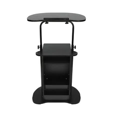 Black Sit-to-Stand Rolling Adjustable Storage Medical Laptop Computer Cart Desk
