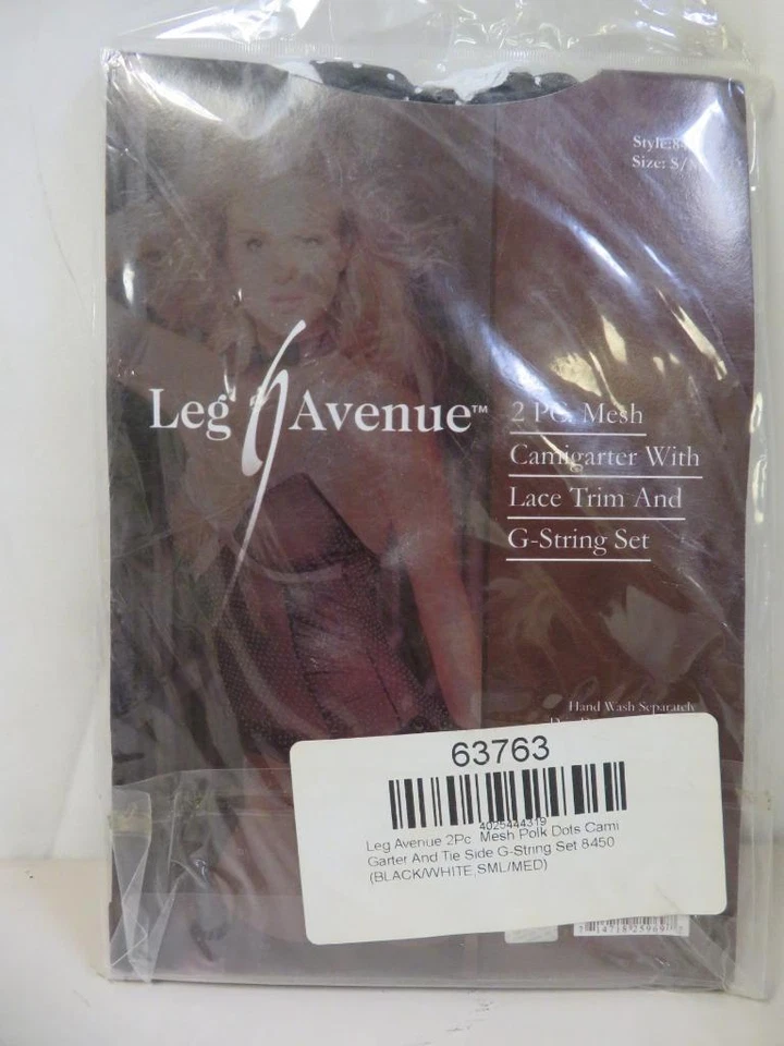 Leg Avenue 2 Piece Mesh Camigarter with Lace Trim and G-String Set Size S/M - Image 2 of 3