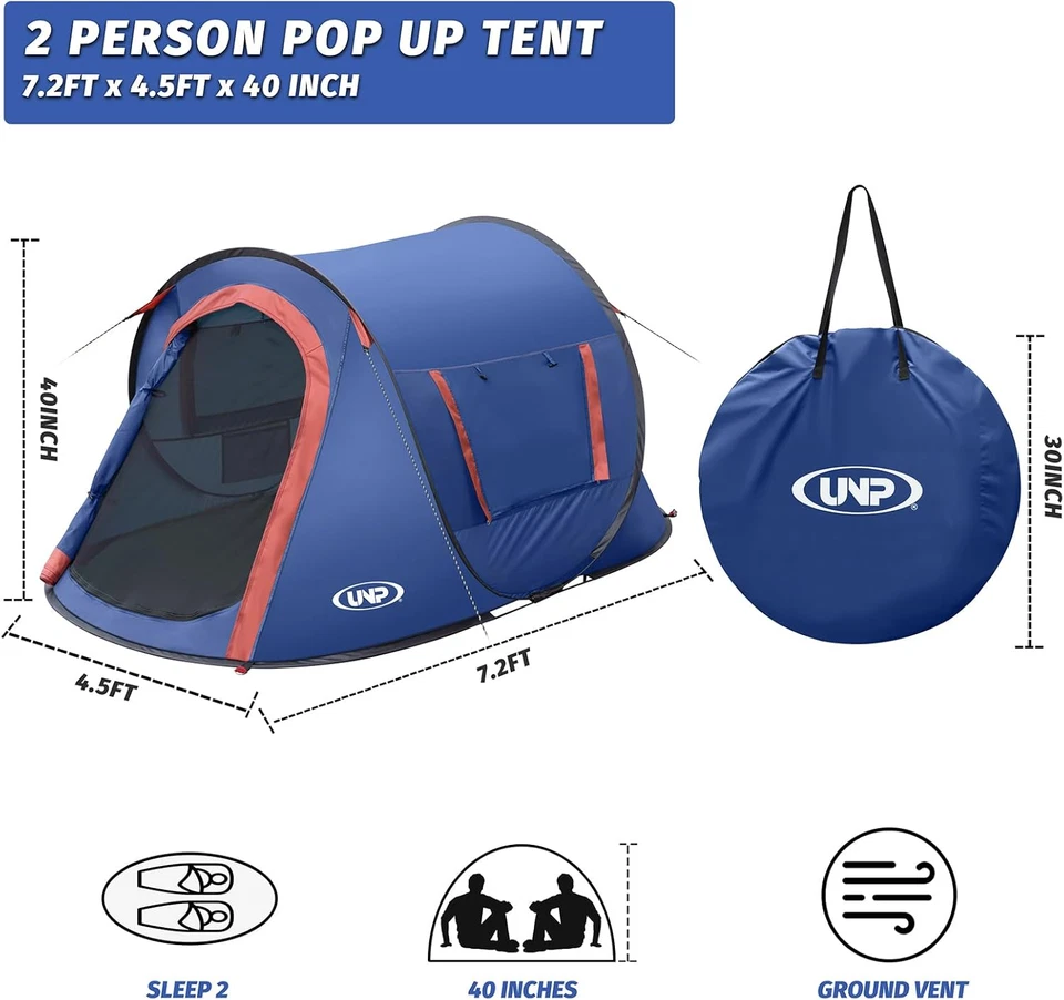 Tienda emergente, tienda de campaña para 2 personas, tienda de playa portátil instantánea, pantalla emergente fácil Foto 2 de 4