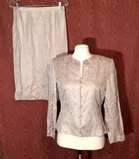 PAPELL Petite Size 10P 100 SILK 2 PIECE SKIRT SUIT